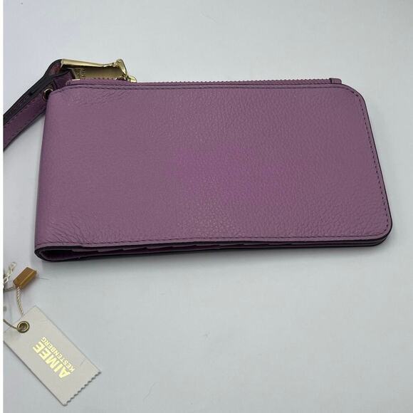 AIMEE‎ KESTENBERG Lavender Purple Leather 4 x 7.5 Slim Wristlet Wallet New - Picture 1 of 12